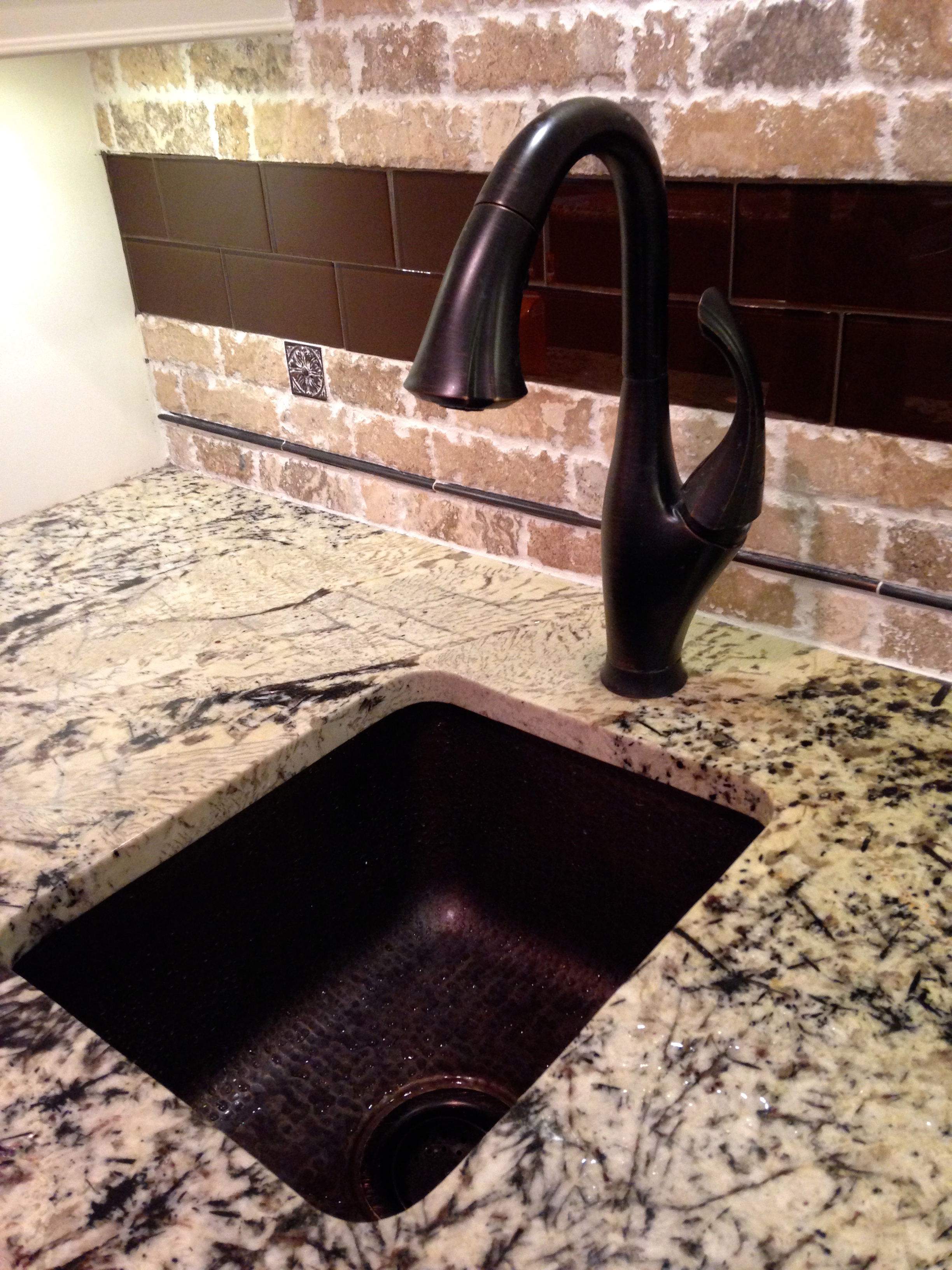Genesis Granite Counter Top with Copper Bar Sink and Detal Bar Faucet