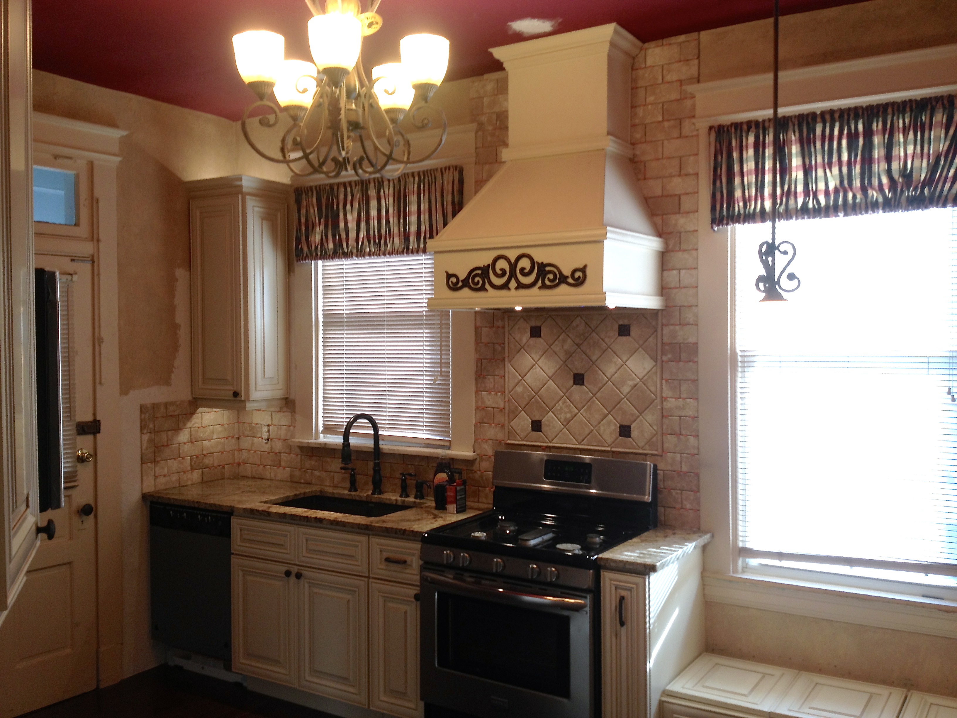 Vintage Custom hood with Golden Crystal Granite top